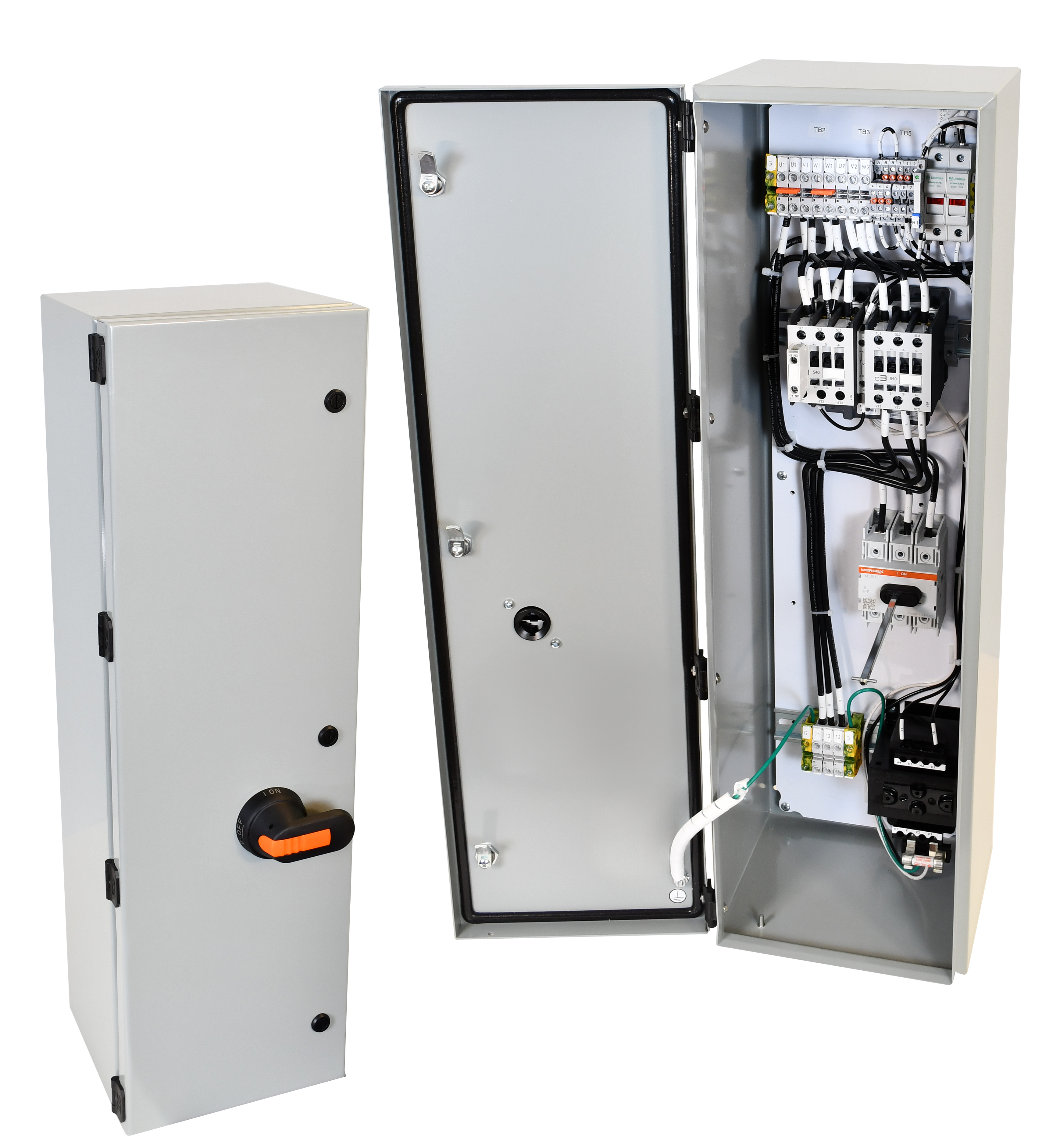 C3Controls Series ECP, Engineered Control Panel, 2 Contactor Bypass, 3 Phase, 460V, UL98 Fused Disconnect Switch with Class J Fuses, SCCR 100kA, 25 Amp, Type 3R, 4 & 12 Carbon Steel Enclosure, Without Local Bypass Control - ECP-BP2-460V3P-F025-M4-00
