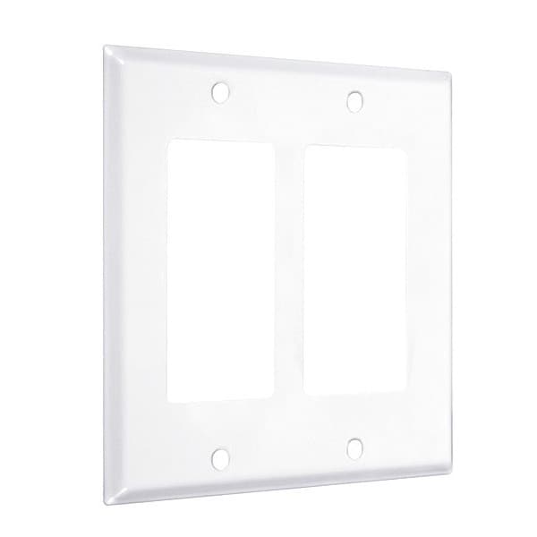 Taymac 2-Decorator Standard Wall Plates, Number of Gangs: 2 Metal, Smooth Finish, White - WW-RR