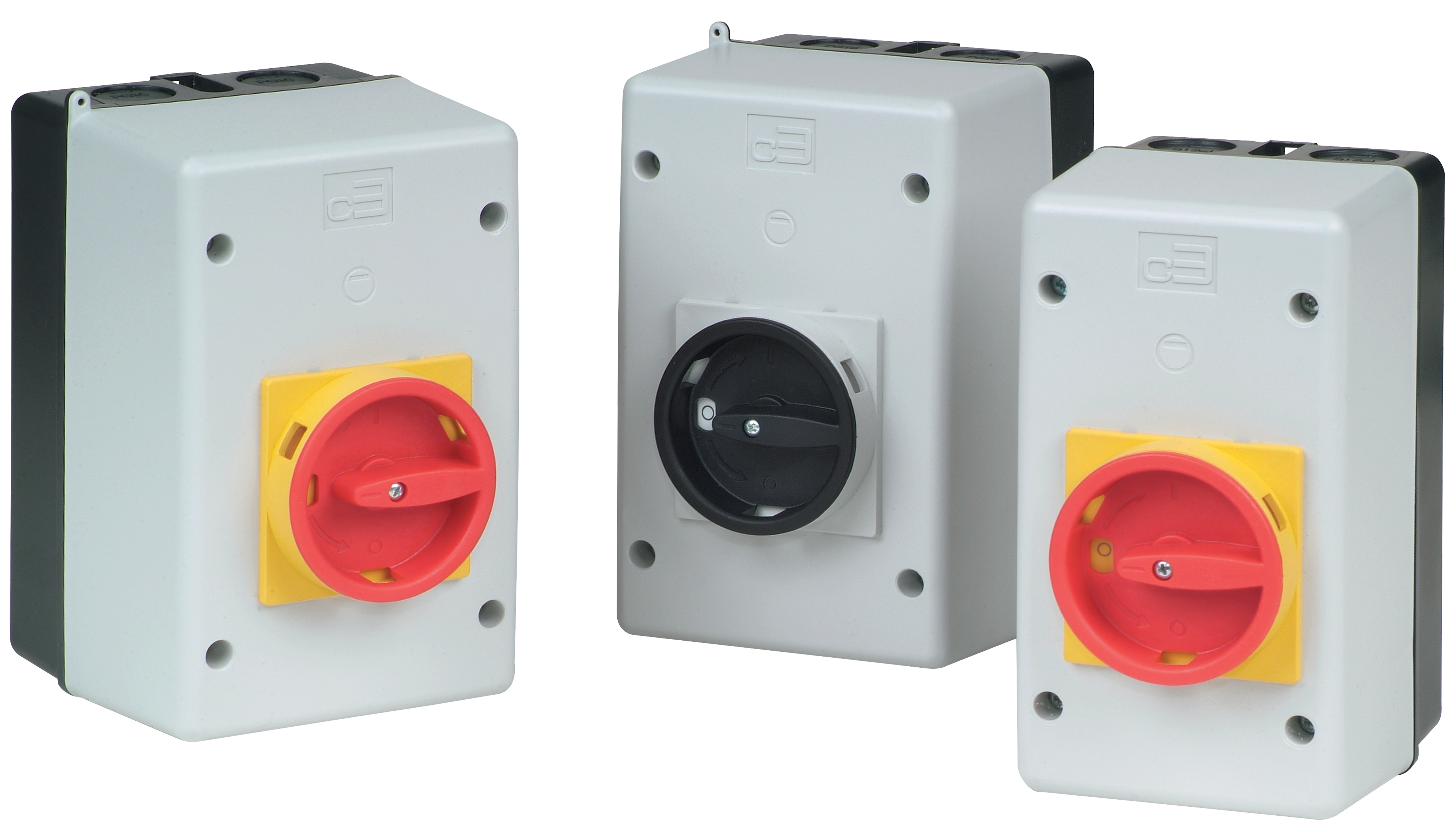 C3Controls Enclosed 32A Motor Protection Circuit Breaker w/Thermal & Magnetic Trip Elements, 1.0 - 1.6A, ABS Plastic Enclosure (175mm x 115mm), Round Handle (IP55), Black Operator / Grey Bezel, Undervoltage Release Module: 110V (50Hz) / 120V (60Hz) - E330-T2D16-ABS2EBG-UR25D