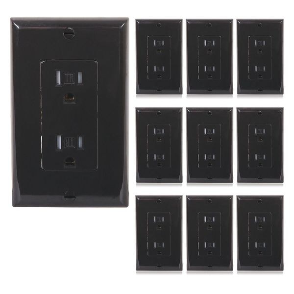 Maxxima Black Wall Outlet 15 Amps, PK10 - MEW-R100B-10