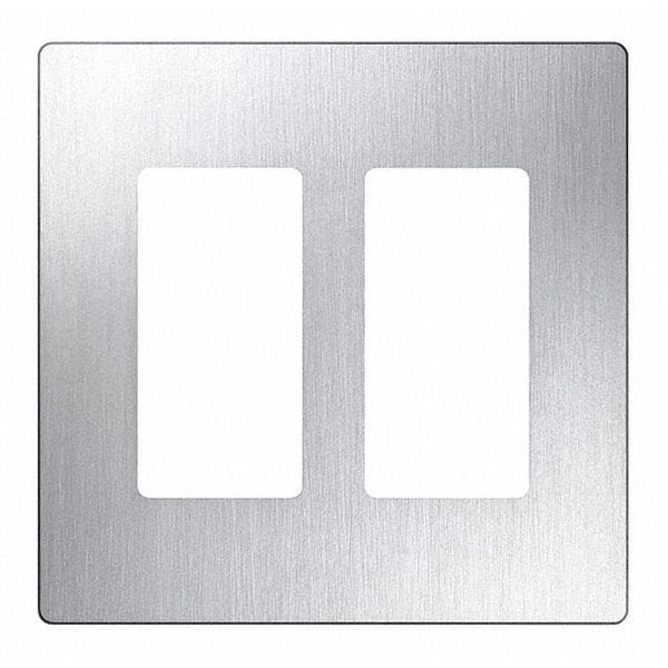 Lutron Designer Wall Plates, Number of Gangs: 2 Satin Finish, Stainless Steel - CW-2-SS