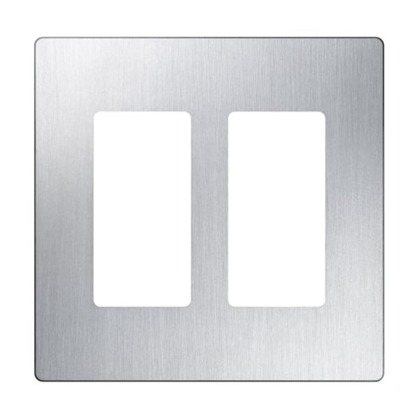 Lutron Designer Wall Plates, Number of Gangs: 2 Satin Finish, Stainless Steel - CW-2-SS