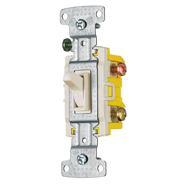 Hubbell Wiring Device-Kellems TradeSelect, Switches and Lighting Controls, Residential Grade, Toggle Switches, Three Way, 15A 120V AC, Light Almond - RS315LA