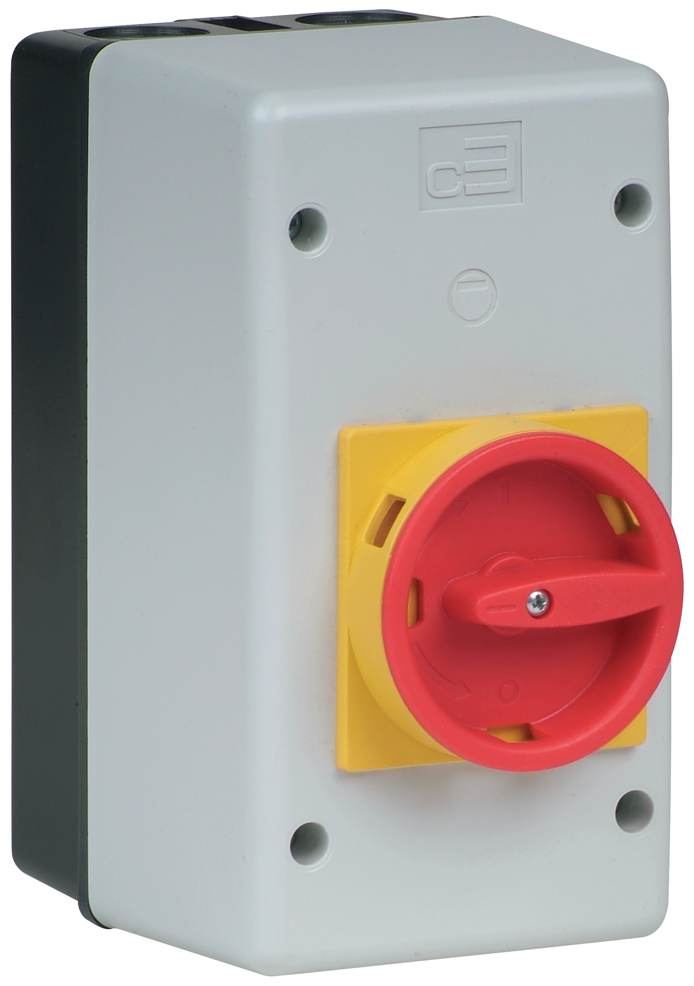 C3Controls Enclosed 32A Motor Protection Circuit Breaker w/Thermal & Magnetic Trip Elements, 16 - 20A, ABS Plastic Enclosure (175mm x 92.5mm), Round Handle (IP55), Red Operator / Yellow Bezel, 2NO - E330-T2U20-ABS1ERY-S20