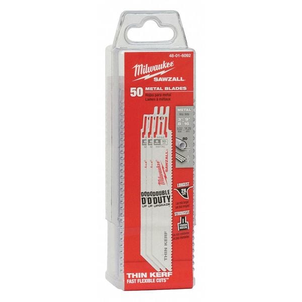 Milwaukee Tool 6" 10 TPI Thin Kerf Ice Hardened SAWZALL Blades (50 Pk) - 48-01-6092