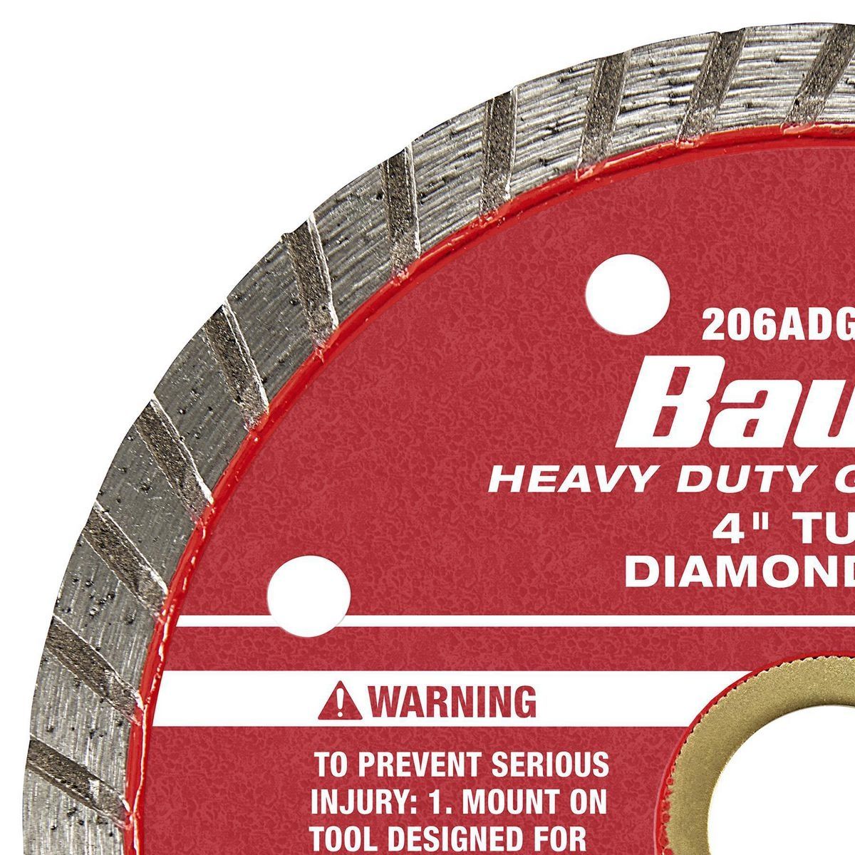 Cuchilla de sierra de diamante de corte húmedo o seco con borde de turbo de 4 pulgadas de Bauer - 57894