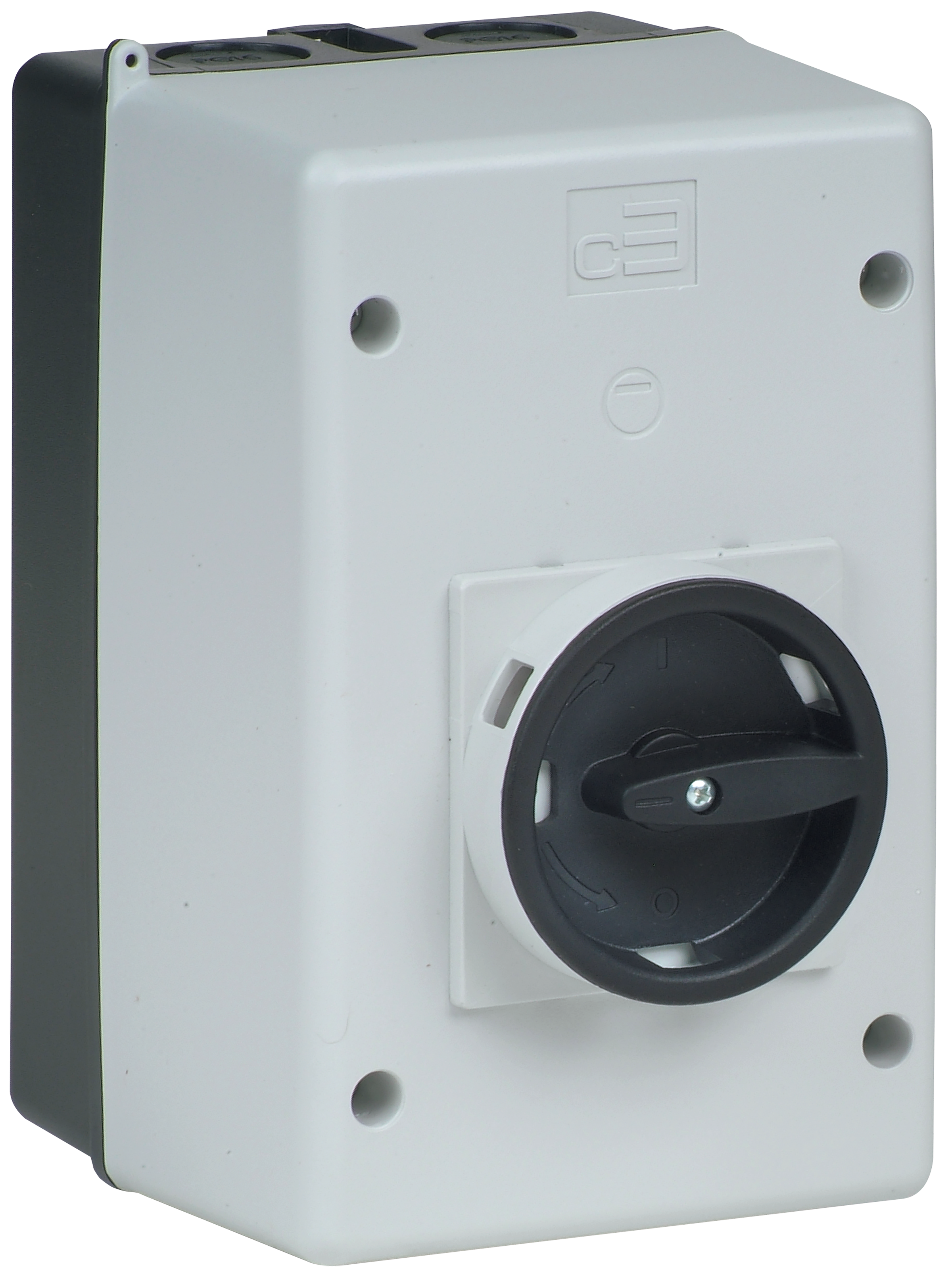 C3Controls Enclosed 32A Motor Protection Circuit Breaker w/Thermal & Magnetic Trip Elements, 0.40 - 0.63A, ABS Plastic Enclosure (175mm x 115mm), Round Handle (IP55), Red Operator / Yellow Bezel, 2NO - E330-T2C63-ABS2ERY-S20