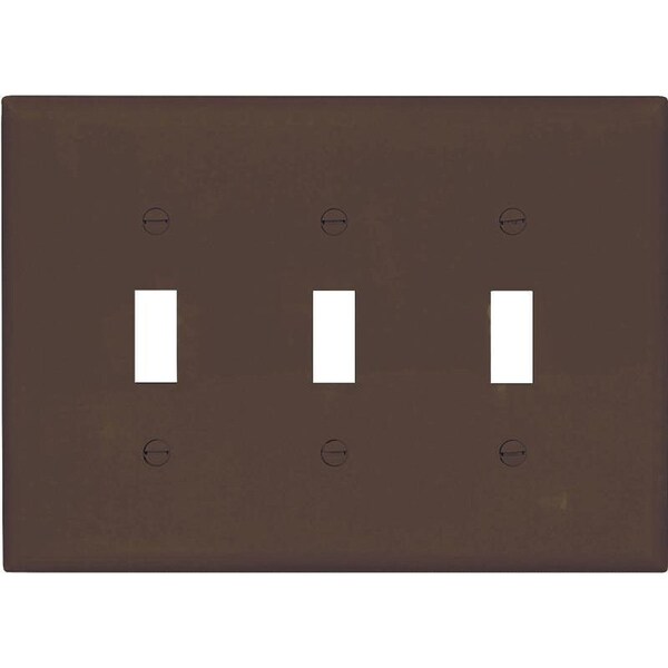 Eaton Wiring Devices Wallplate, 4-7/8 in L, 6.37 in W, 3 -Gang, Polycarbonate, Brown, High-Gloss - PJ3B