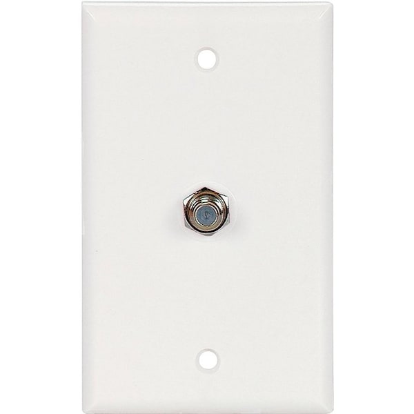Eaton Wiring Devices Wallplate with Coaxial Adapter, 4-1/2 in L, 2-3/4 in W, 1 -Gang, Thermoplastic, White - 1172W