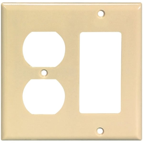 Eaton Wiring Devices Combination Wallplate, 4-1/2 in L, 4-9/16 in W, 2 -Gang, Thermoset, Ivory - 2157V-BOX