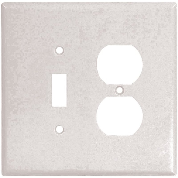 Eaton Wiring Devices Combination Wallplate, 4-1/2 in L, 4-9/16 in W, 2 -Gang, Thermoset, White - 2148W-BOX