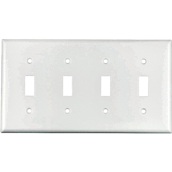 Arrow Hart Eaton Wiring Devices Wallplate, 4-1/2 in L, 8.19 in W, 4 -Gang, Thermoset, White, High-Gloss - 2154W-BOX