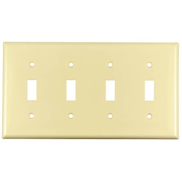 Eaton Wiring Devices Wallplate, 4-1/2 in L, 8.19 in W, 4 -Gang, Thermoset, Ivory, High-Gloss - 2154V-BOX