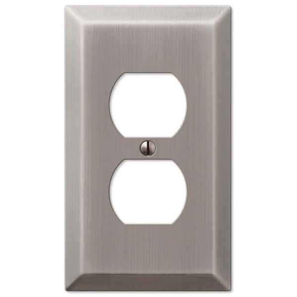 Amerelle Century Outlet Wallplate, 4-15/16 in L, 2-7/8 in W, 1 -Gang, Steel, Antique Nickel, Screw Mounting - 163DAN