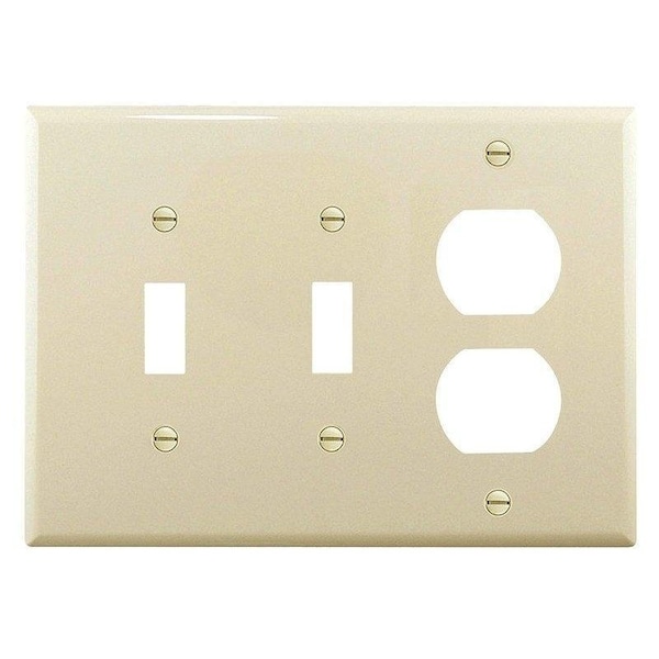 Eaton Wiring Devices Combination Wallplate, 7-1/4 in L, 6 in W, Mid, 3 -Gang, Polycarbonate, Light Almond - PJ28LA