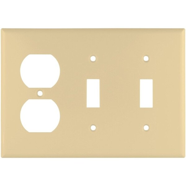 Eaton Wiring Devices Combination Wallplate, 4-1/2 in L, 6-3/8 in W, 3 -Gang, Thermoset, Ivory - 2158V-BOX