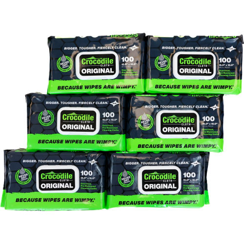 Crocodile Cloth® Professional Original Limpia Todo, Paquete con 6 Cajas de 100 Toallas Cada Una - WBB2384172