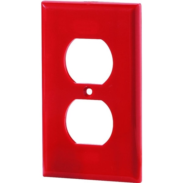 Eaton Wiring Devices Receptacle Wallplate, 4-1/2 in L, 2-3/4 in W, 1 -Gang, Nylon, Red, High-Gloss - 5132RD-BOX