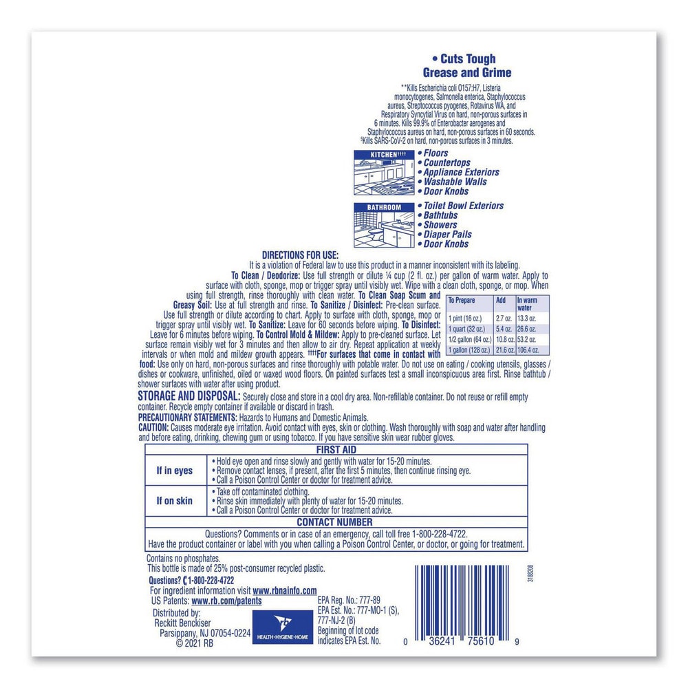 Lysol Limpiador Multiusos Desinfectante: Botella 144 oz, Esencia de Limón Espumoso y Girasol - Modelo 10726081