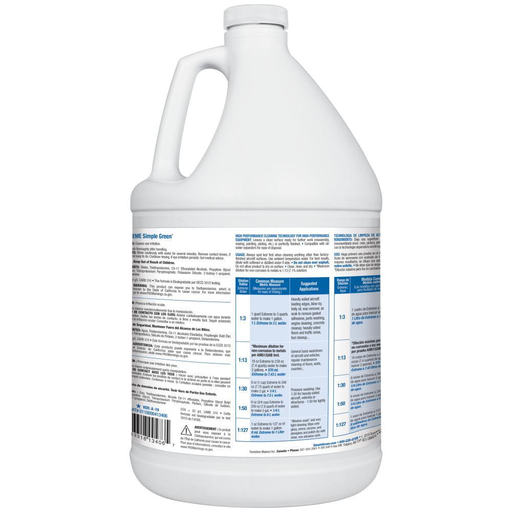 Simple Green Extreme Limpiador para Aeronaves y Precisión, Botella de 1 Galón - 73239022