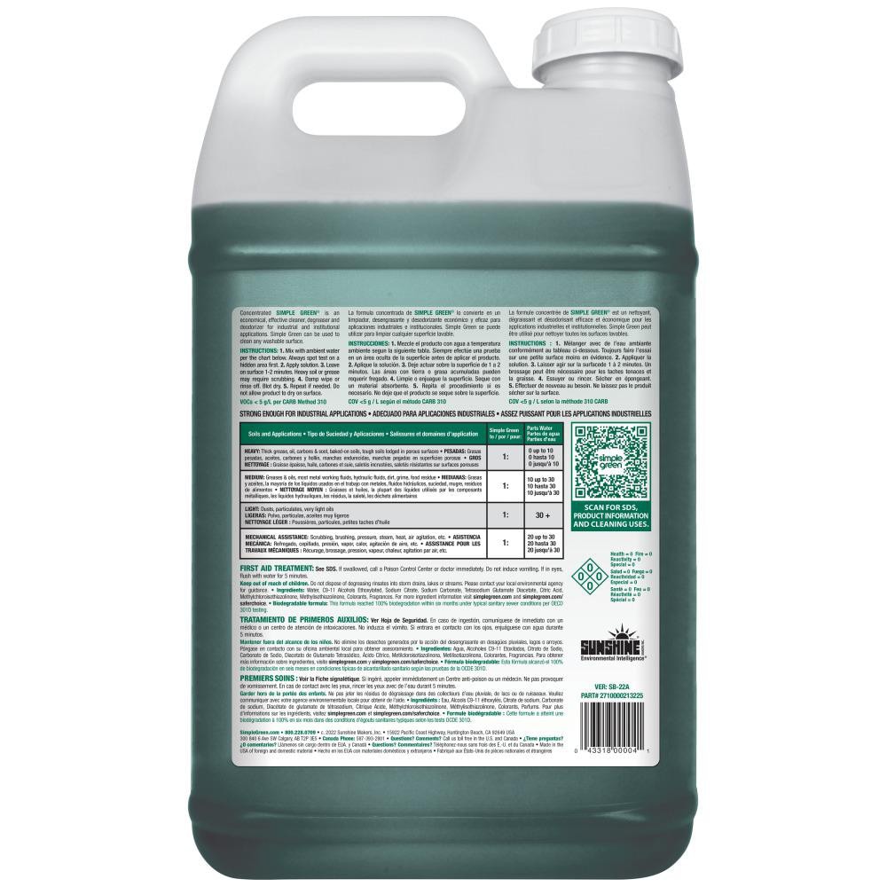 Limpiador y Desengrasante Industrial Simple Green, Concentrado 2.5 Galones - Modelo 89887525
