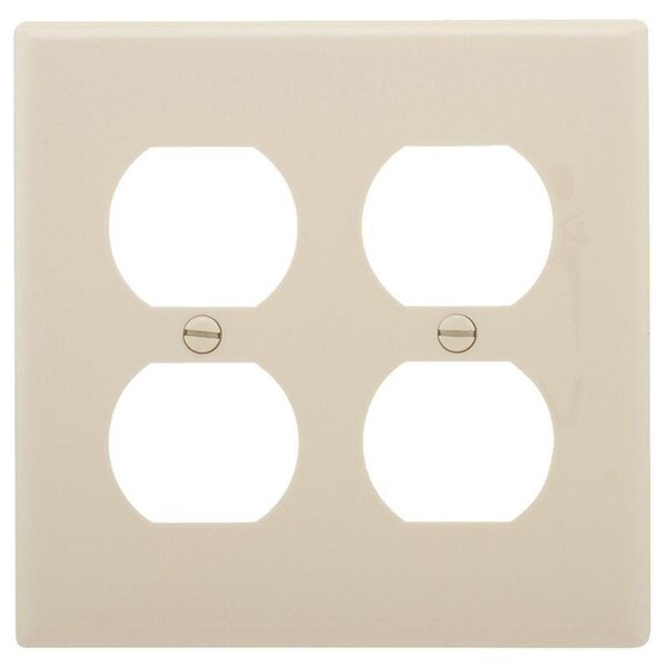 Eaton Wiring Devices Receptacle Wallplate, 4-1/2 in L, 2-3/4 in W, Standard, 2 -Gang, Nylon, Light Almond - 5150LA
