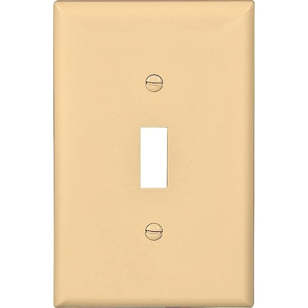 Eaton Wiring Devices Wallplate, 4-7/8 in L, 3-1/8 in W, 1 -Gang, Polycarbonate, Ivory, High-Gloss - PJ1V