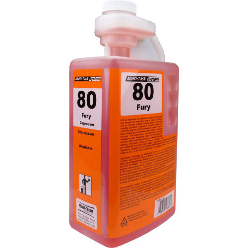 Multi-Clean 80 FURY Desengrasante Industrial de Uso Pesado, No Corrosivo - Baja Espuma, Sin Fragancia, Botella 2L, Paquete con 4