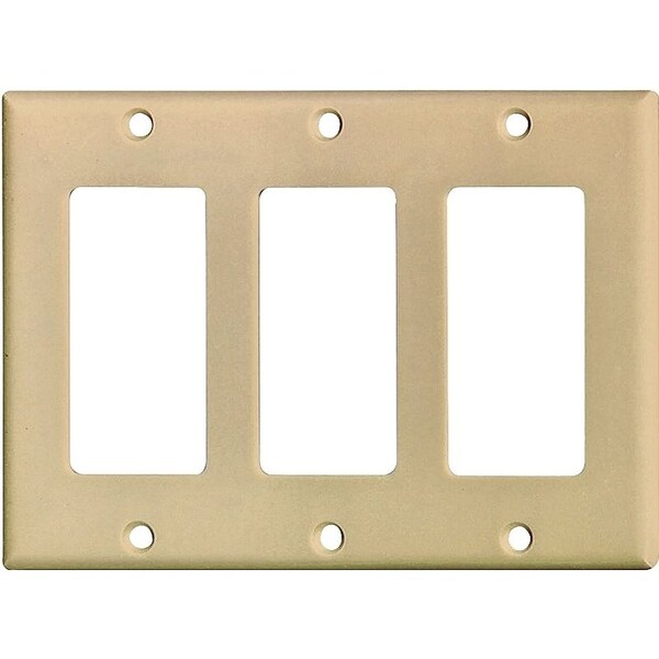 Eaton Wiring Devices 2163 Wallplate, 4-1/2 in L, 6.37 in W, 3 -Gang, Thermoset, Ivory, High-Gloss - 2163V-BOX