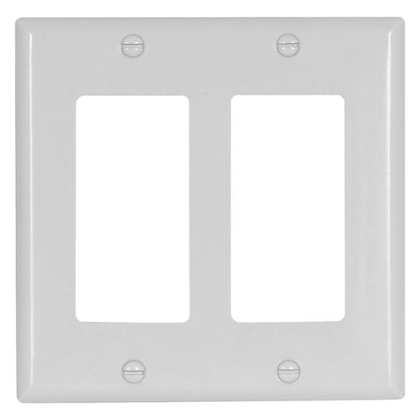 Arrow Hart Eaton Wallplate, 4-1/2 in L, 4.56 in W, 2-Gang, Thermoset, White, High-Gloss - 2152W-BOX