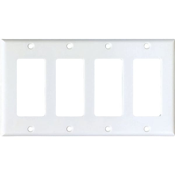 Eaton Wiring Devices Wallplate, 4-1/2 in L, 8.19 in W, 4 -Gang, Thermoset, White, High-Gloss - 2164W-BOX
