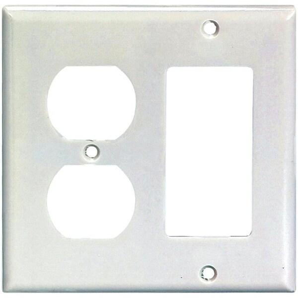 Eaton Wiring Devices Combination Wallplate, 4-1/2 in L, 4-9/16 in W, 2 -Gang, Thermoset, White - 2157W-BOX