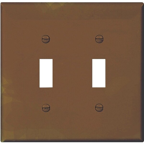Eaton Wiring Devices Wallplate, 4-7/8 in L, 4.94 in W, 2 -Gang, Polycarbonate, Brown, High-Gloss - PJ2B