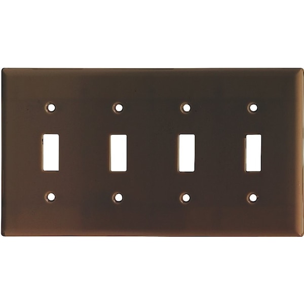 Eaton Wiring Devices Wallplate, 4-1/2 in L, 8.19 in W, 4 -Gang, Thermoset, Brown, High-Gloss - 2154B-BOX