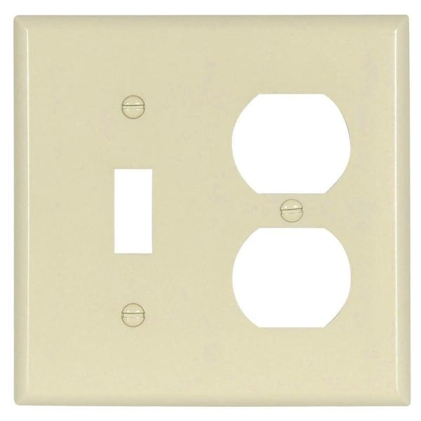 Eaton Wiring Devices Combination Wallplate, 4-1/2 in L, 4-9/16 in W, 2 -Gang, Thermoset, Light Almond - 2138LA-BOX