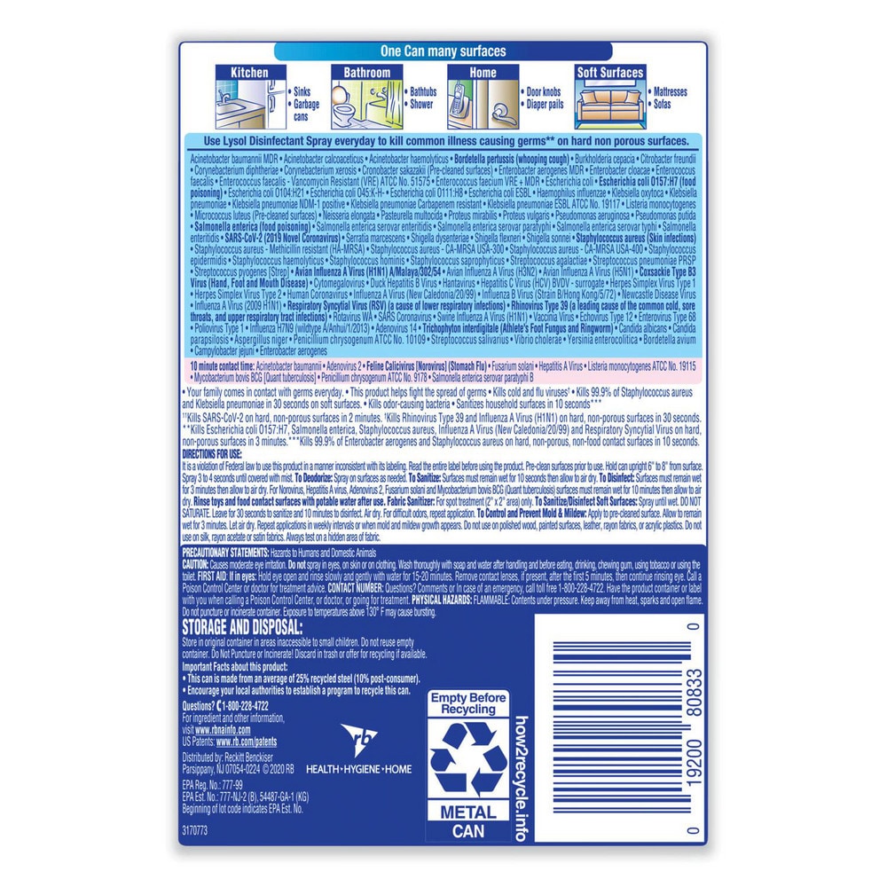 Lysol Limpiador Multiusos en Aerosol 12.5 oz: Desinfectante, Aroma Brisa de Mañana - 16216798