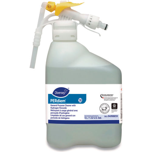 Limpiador General Concentrado Diversey™ PERdiem con Peróxido de Hidrógeno, Sin Fragancia, Botella 5 L - WBB3178386