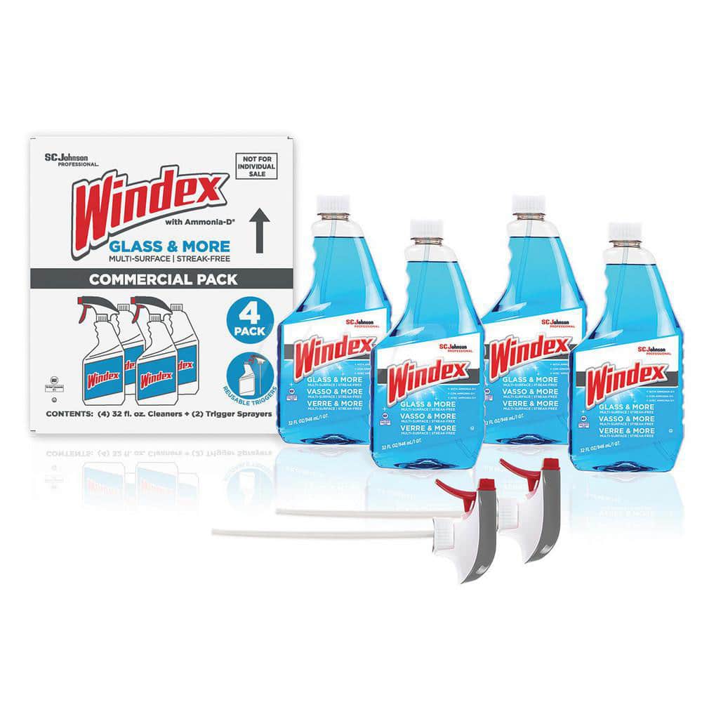 Kit Windex Glass & More Multisuperficies Sin Rayas, 4 Piezas con Botellas Tapadas y 2 Gatillos, 32 oz - 10780138