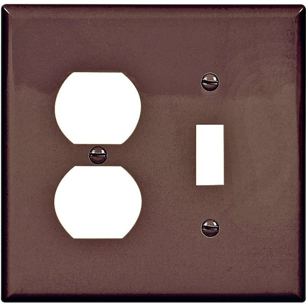 Eaton Wiring Devices Combination Wallplate, 4-7/8 in L, 4-15/16 in W, 2 -Gang, Polycarbonate, Brown - PJ18B