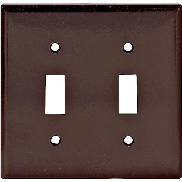 Eaton Wiring Devices Wallplate, 4-1/2 in L, 4-9/16 in W, 2 -Gang, Thermoset, Brown, High-Gloss - 2139B-BOX