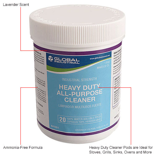 Limpiador Multiusos Global Industrial™ Heavy Duty, Cápsulas, Aroma Lavanda, WB641551