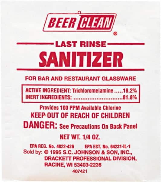 Diversey Beer Clean Enjuague Sanitizante Final, 0.25 oz, Aplicación Manual, 100 Sobres por Caja - 91511444