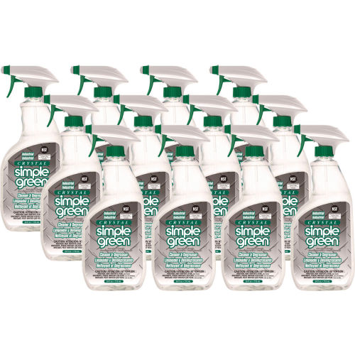 Simple Green Crystal Industrial Cleaner and Degreaser, Limpiador Industrial y Desengrasante, 24 oz, Paquete con 12 Botellas - 19024