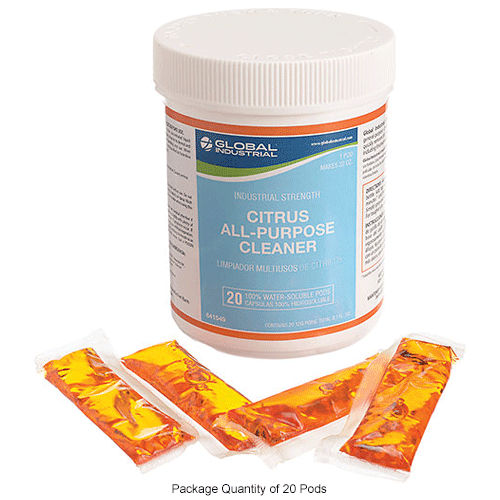 Limpiador Multiusos Global Industrial™, Fragancia Cítrica, 20 Cápsulas por Frasco, 12 Frascos por Caja - WB641549