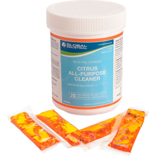 Limpiador Multiusos Global Industrial™, Fragancia Cítrica, 20 Cápsulas por Frasco, 12 Frascos por Caja - WB641549