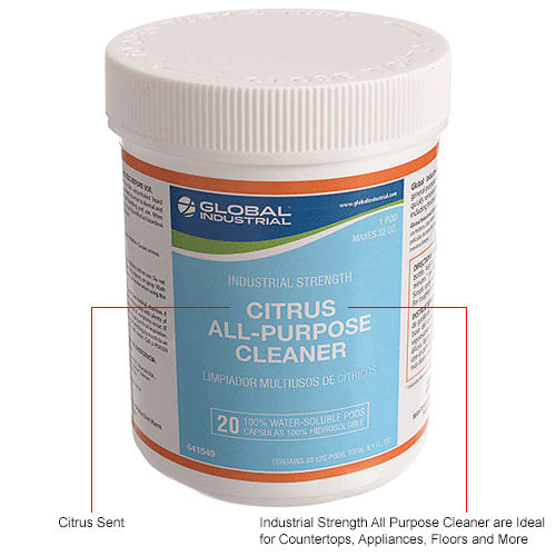 Limpiador Multiusos Global Industrial™, Fragancia Cítrica, 20 Cápsulas por Frasco, 12 Frascos por Caja - WB641549