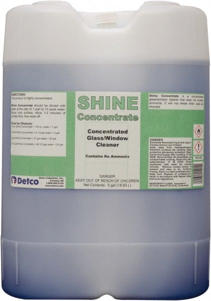 Detco Shine Concentrate, Limpiador de Vidrios Concentrado, Cubeta 5 Galones - Modelo 33687401