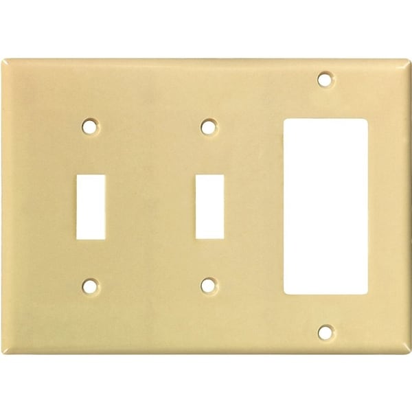 Eaton Wiring Devices Combination Wallplate, 4-1/2 in L, 6-3/8 in W, 3 -Gang, Thermoset, Ivory - 2173V-BOX