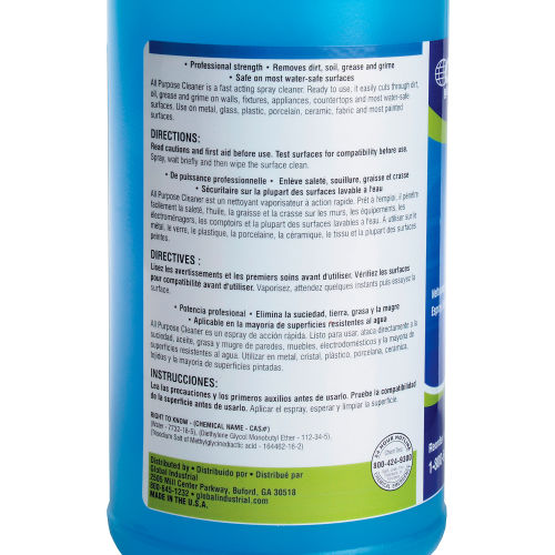 Limpiador Multiusos Global Industrial™, Botella de 1 Cuarto, Paquete de 12 - WB670289