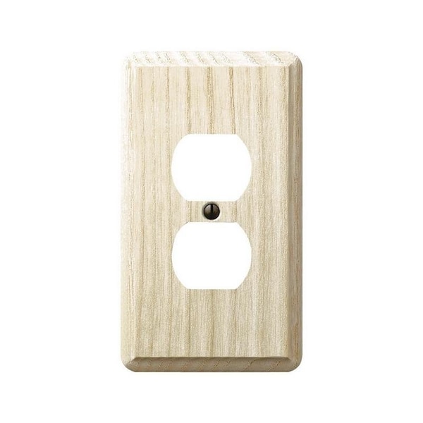 Amertac Contemporary Outlet Wallplate, 5-1/4 in L, 3 in W, 1 -Gang, Wood, Ash, Screw Mounting - 401D